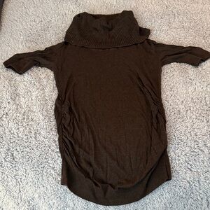 A Pea in the Pod Brown Short-Sleeve Cowl Neck Top